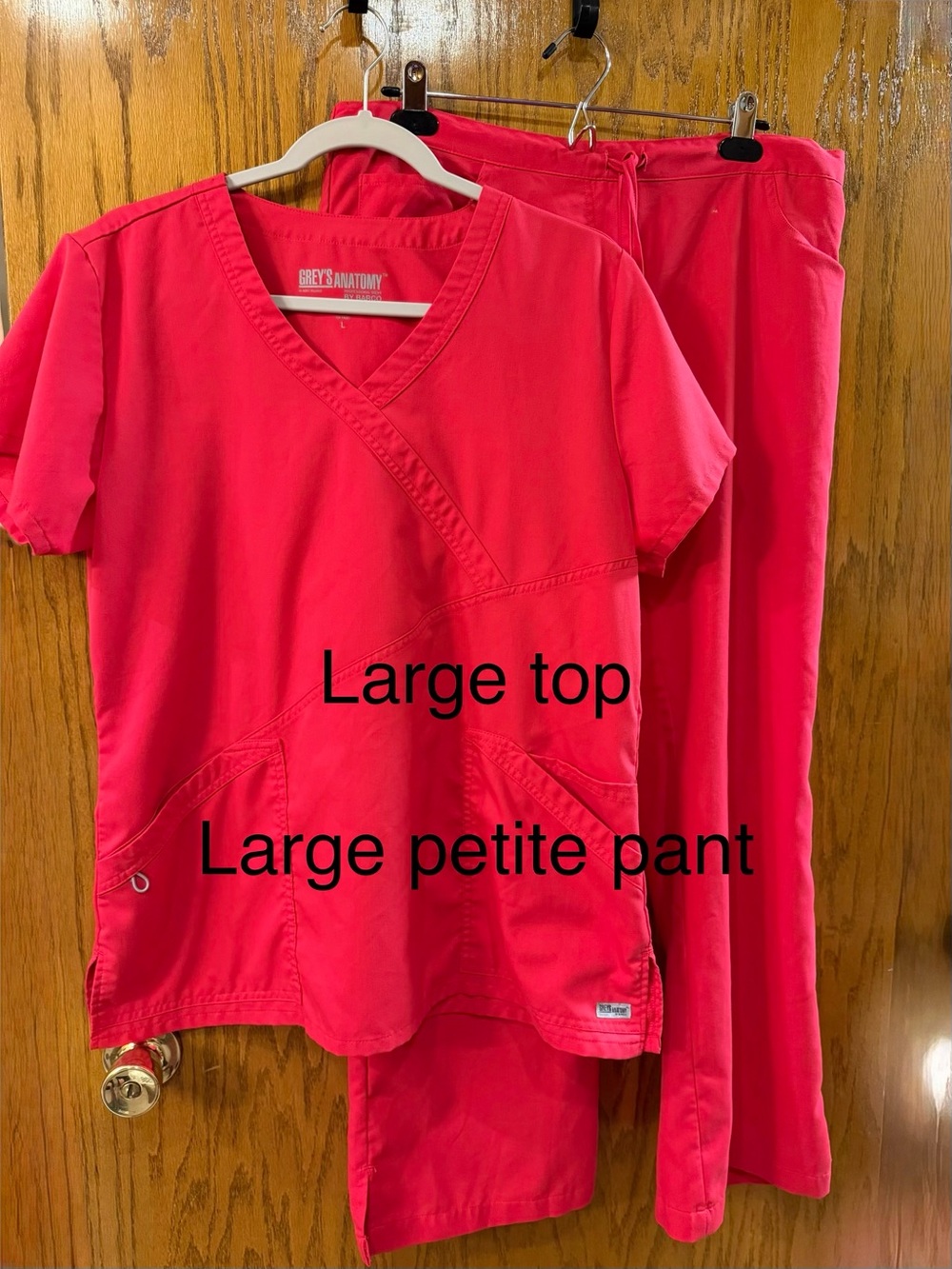 Grey's Anatomy Women's Scrub Set - Hot Pink Two-Piece large and large petite